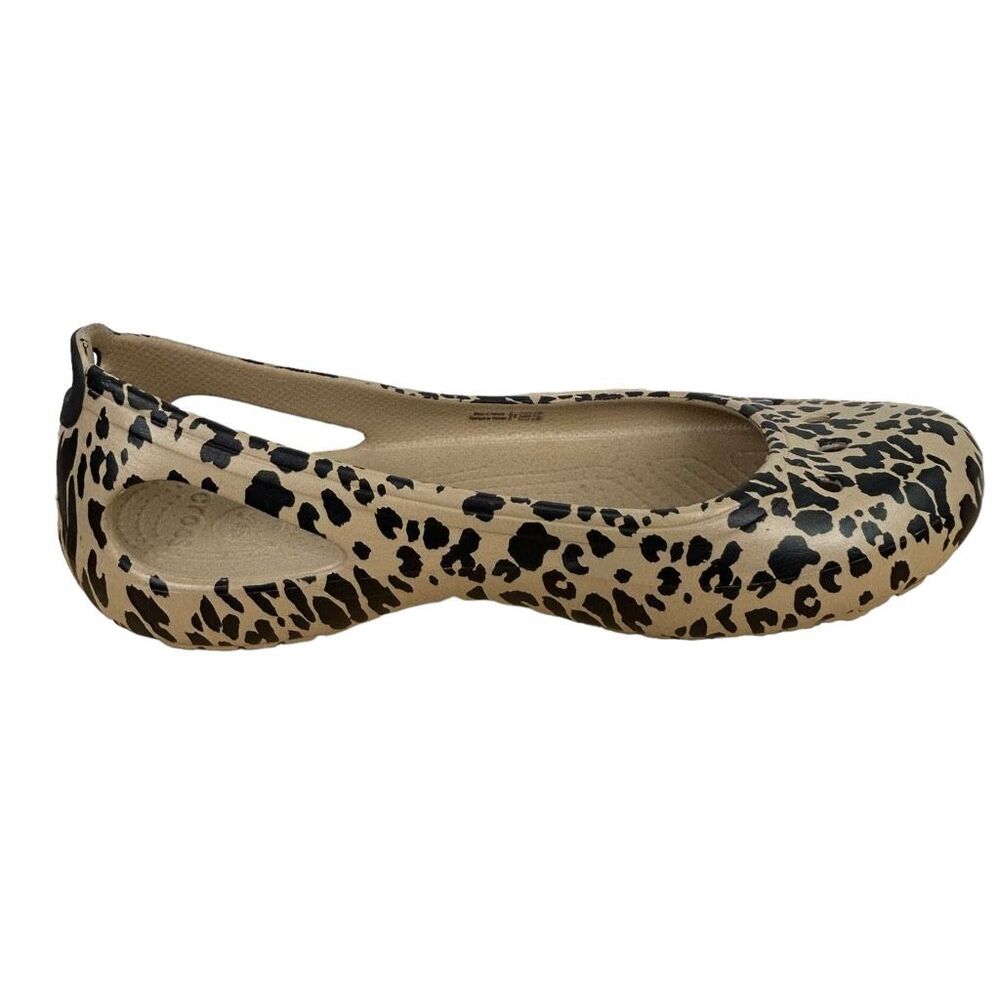 Women’s Crocs Size 10 Kadee Animal Print Leopard Slip-on Ballet Flat Shoes - Picture 1 of 9